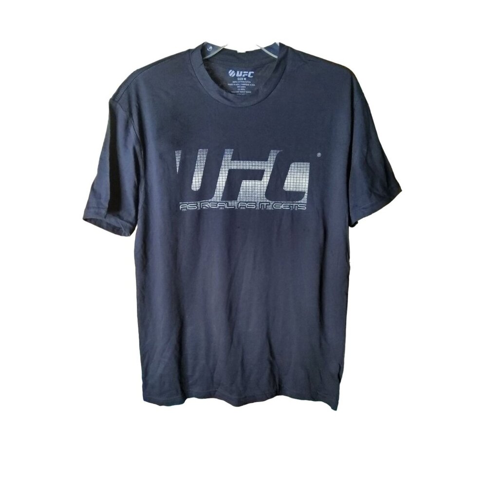 Mens UFC "As Real As It Gets" Black Graphic T-Shirt w.name strip on blackSize M